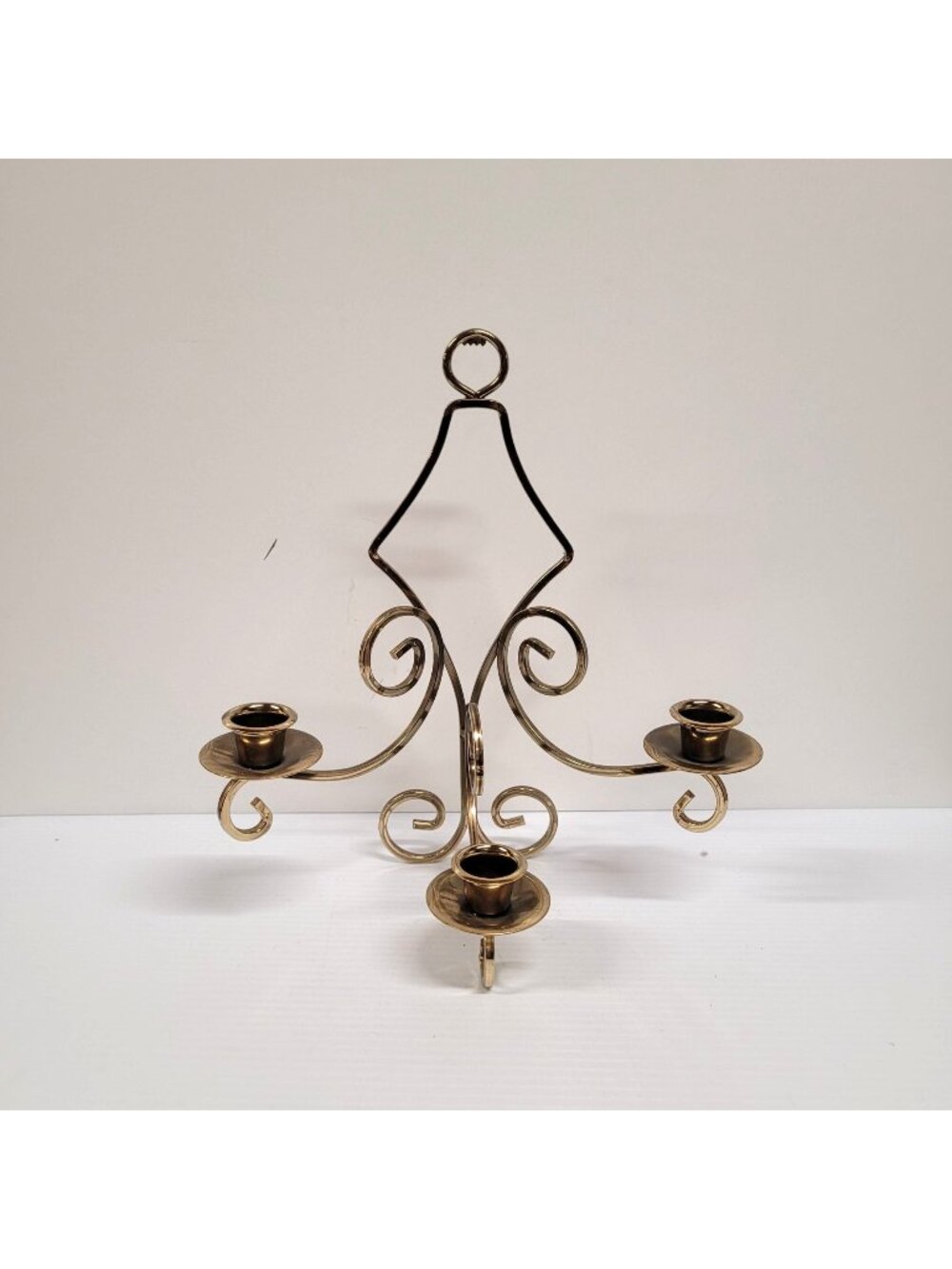 Home Interior Hollywood Regency Gold-Tone Metal Wall Sconce 3 Arm 12" Vintage